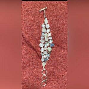 Selina Jake (Navajo) Aquamarine Sterling Silver 925 Bracelet 1980s